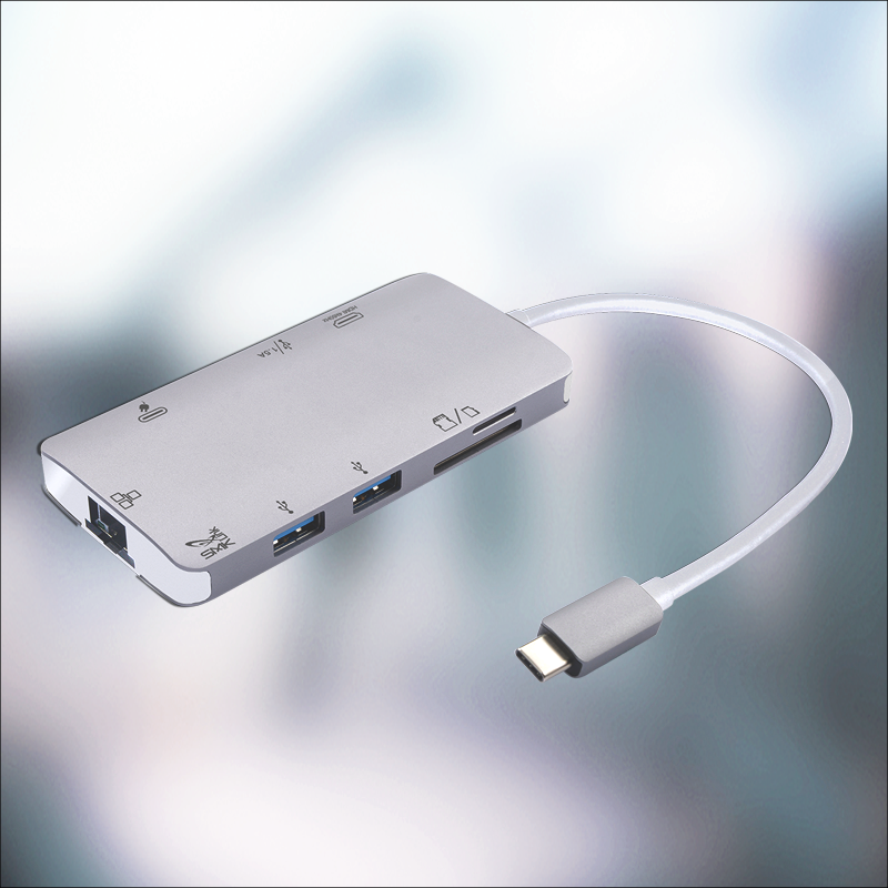 USB-C to VGA, USB-A Port, Gbe, PD Charging